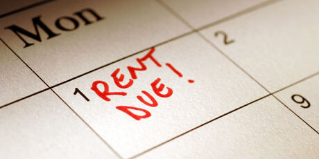 Calendar marked to show rent due